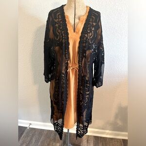 Brand New with tags Long Black Lace Kimono